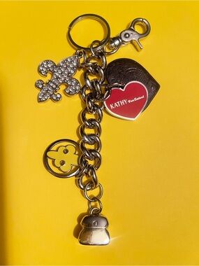 Kathy Van Zeeland Silver Charm Keychain with Red Heart Accent